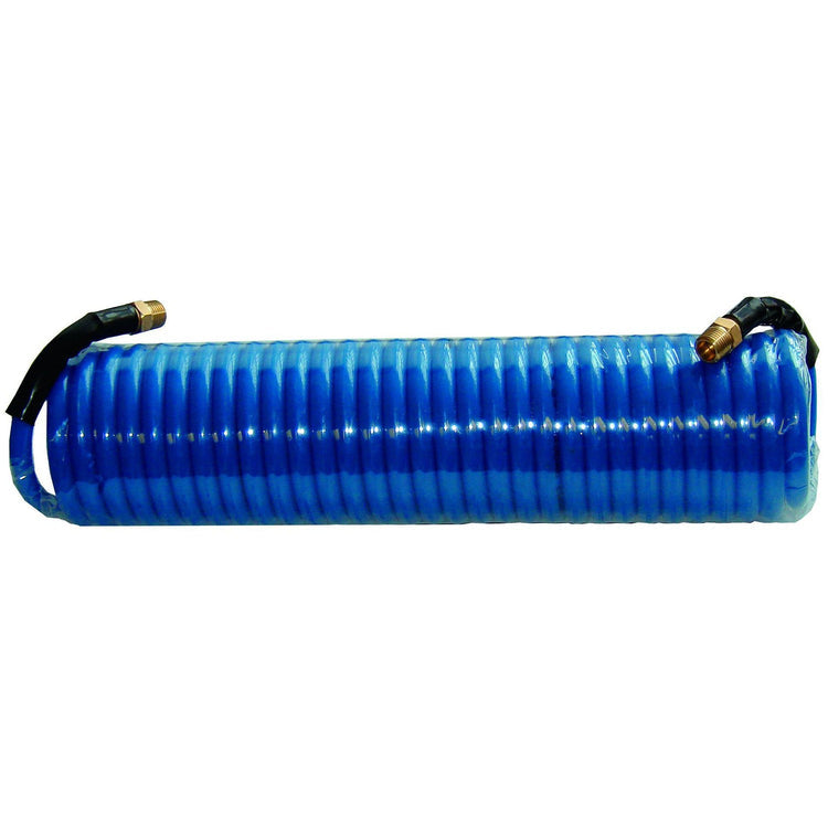 50' Flexible Blue Recoil Air Hose with 1/4" Fittings Coil Flex - JABETC