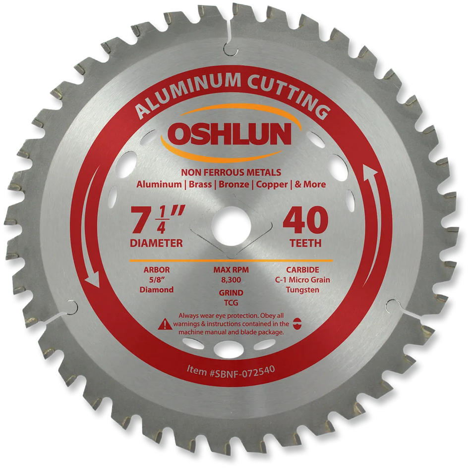 7-1/4" 40T Carbide Tip Aluminum Cutting Saw Blade