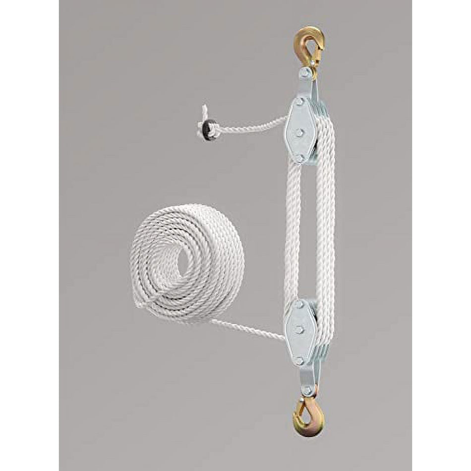 4000 LB Cap Hand Rope Block and Tackle Pulley System