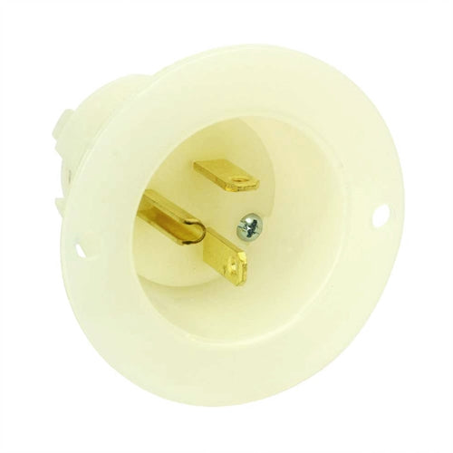 Electric Straight Flanged Flush Mount Inlet 3 Wire, 20 Amps, 125V, NEMA 5-20P