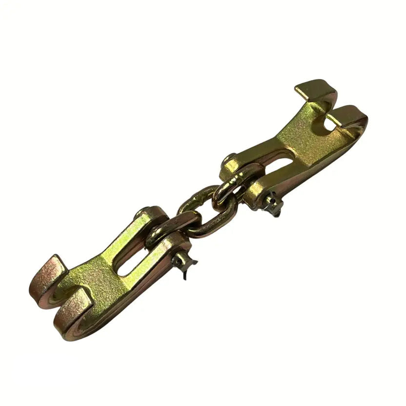 A gold-toned metal quick-release strap clamp with a short chain link, shown on a plain white background. An AK Engineering logo watermark is visible in the bottom-left corner.