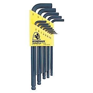 .050-3/8" Hex Ball End BallDriver® Long Arm L-Wrench Set 13pc Bondhus USA #10937