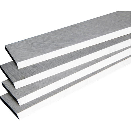 Three metal strips with a brushed finish on a white background
