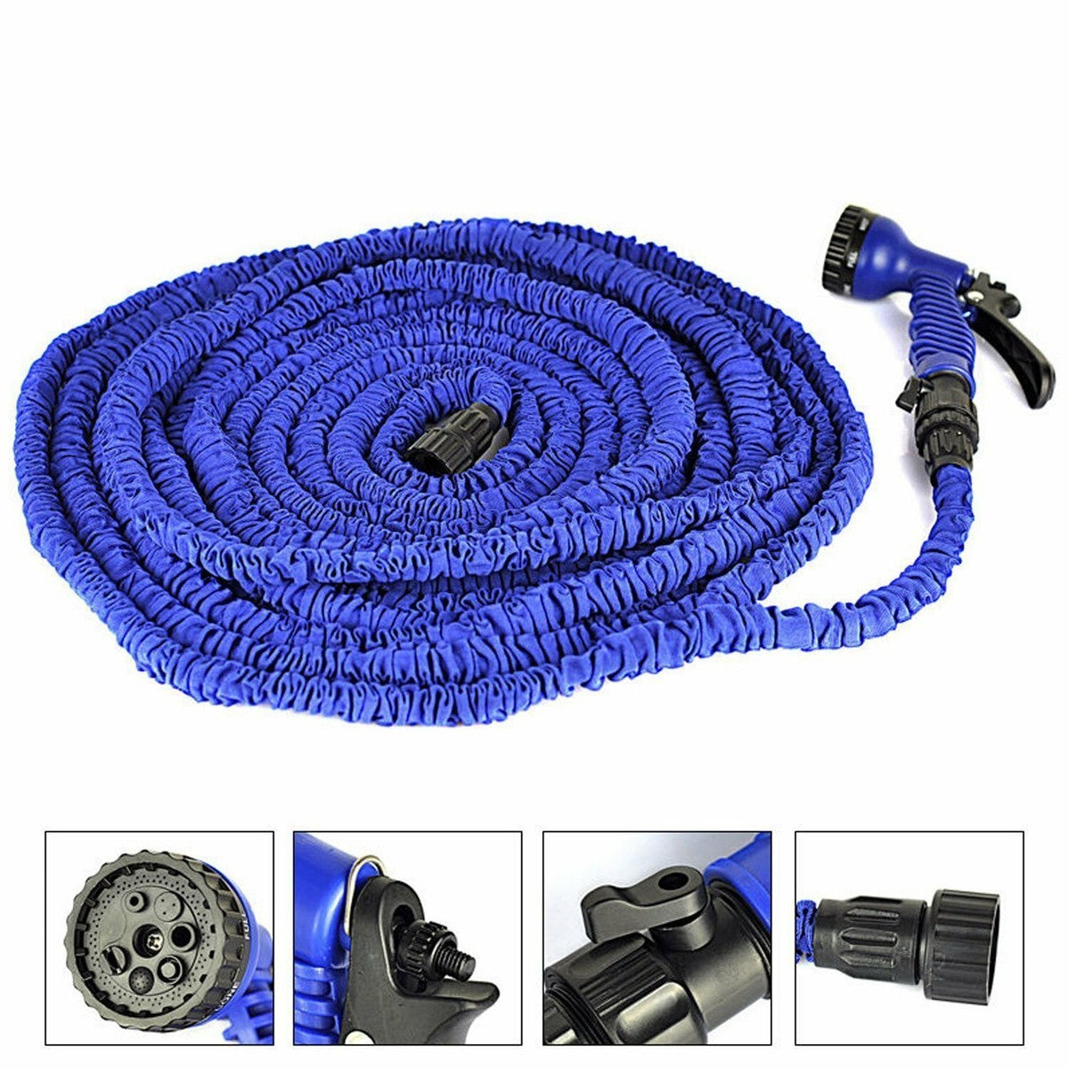 50 Foot Expanding Shrinking Retracting Water Watering Garden Hose with Nozzle - JABETC