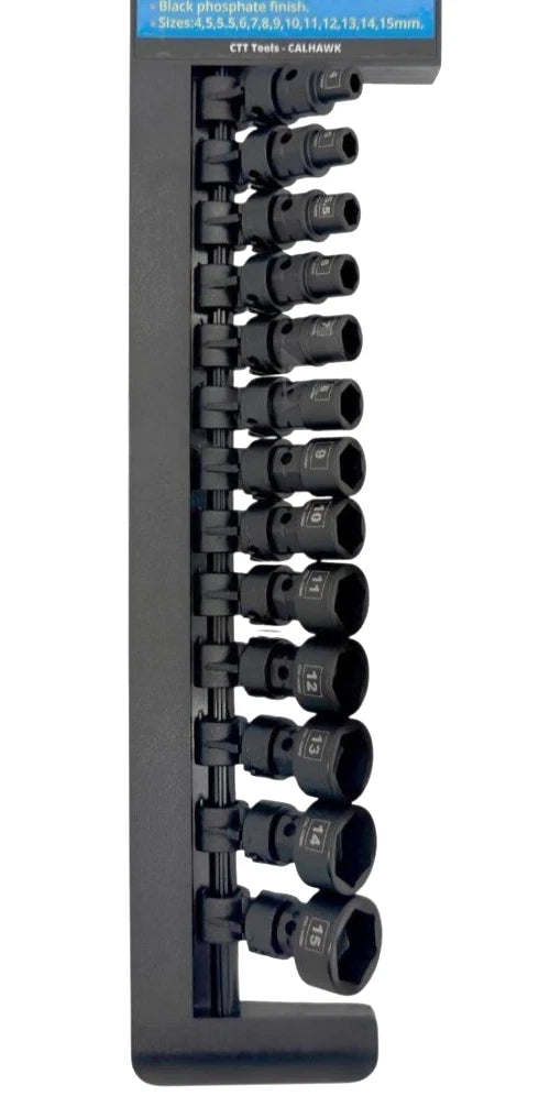 13 piece Metric 1/4" Drive Nano Low Profile Impact Socket Set