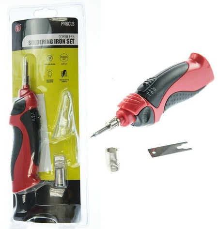 Soldering iron set with tools and accessories on a white background