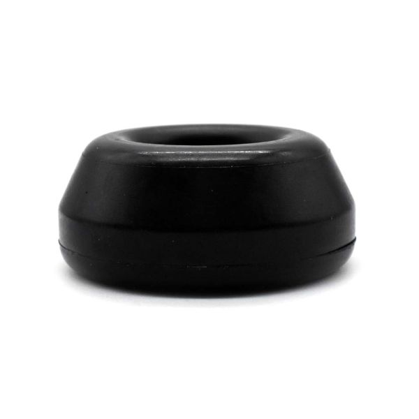 Black rubber bushing on a white background