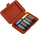 1/2" Drive Impact Wheel Rim Socket Set with Protective Sleeves, 7 Piece Set Metric (17mm - 27mm)