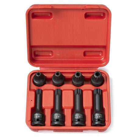 8 Piece 1/2" Drive Xzn Triple Square Spline Tamperproof Socket Wrench Tool Set - tool