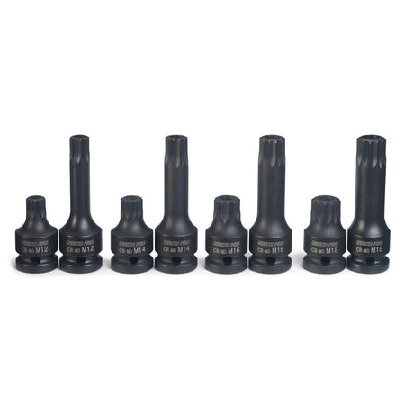 8 Piece 1/2" Drive Xzn Triple Square Spline Tamperproof Socket Wrench Tool Set - tool