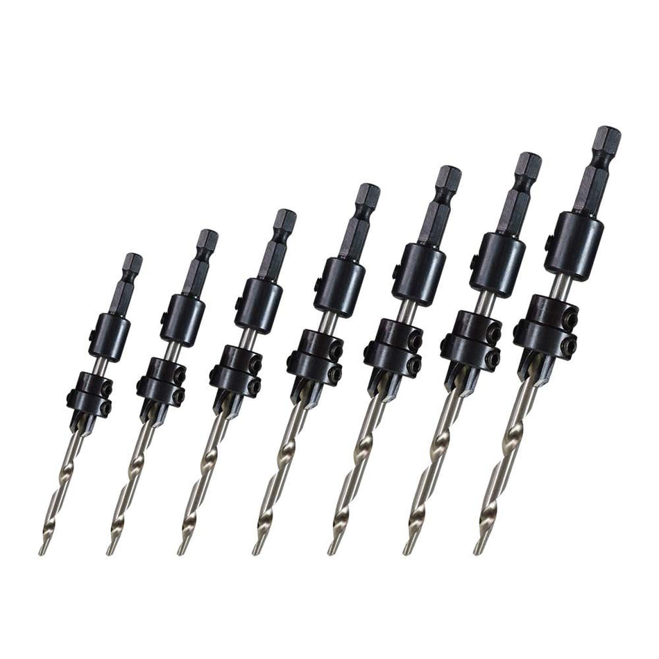 7 Pc Countersink Quick Change Drill Bit Set For Furniture and Aluminum