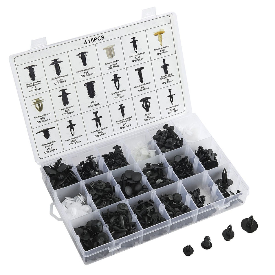 415PC Plastic Auto Interior Rivet Door Clip Assortment Kit