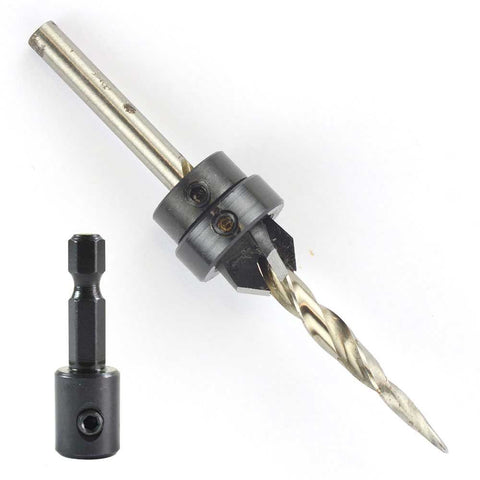 Universal 1/4" Countersink With Taper Drill Quick Change Hex Shank Adapter Adjustable