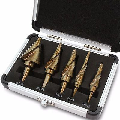Spiral Variable Multi Step Down Drill Bit Unibit Tool Uni Stepped Colbalt Set - tool