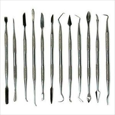 12 Piece Steel Wax Carver Carving Dental Pick Spactula Picking Probe Tool Kit Set - tool