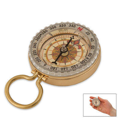Classic Hand Antique Old Style Brass Ship Rose Pocket Keychain Compass ...