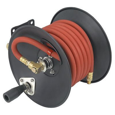 30 Foot Wind Up Hand Crank Air Hose Reel for Air Compressor Wall Mount - tool