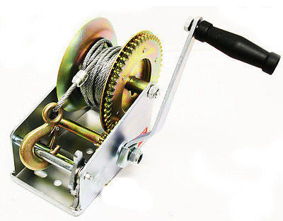 Hand Operated Powered Crank Manual Gear Wire Cable Winch for Boat ATV Trailer - tool