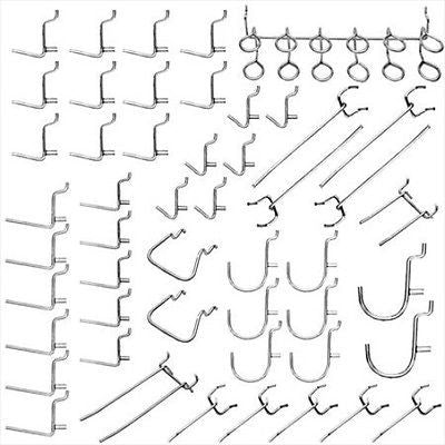 50 Piece Metal Steel for Peg Board Hole Tool Hook Rack Holder Hanger Assortment - tool