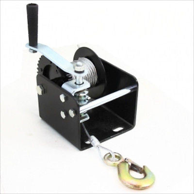 Hand Power Operated Crank Worm Gear Driven Cable Winch for Boat or Easel - tool