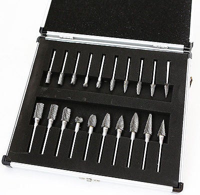 20 Piece Double Cut Carbide Rotary Tool File Bit Burr Set Steel Cutting - tool