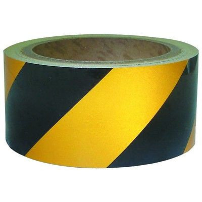Roll of Stick On Reflective Black and Yellow Warning Danger Tape 2" x 30 Ft - tool