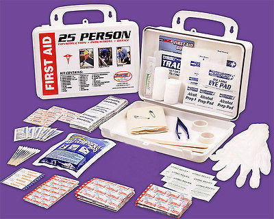 25 Person Wall Mount Safety Safe Emergency FirstAid Kit Mounted First Aid Set - tool