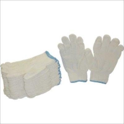 Dozen White Knit Poly Cotton String Working Work Garden Gardening Gloves - tool