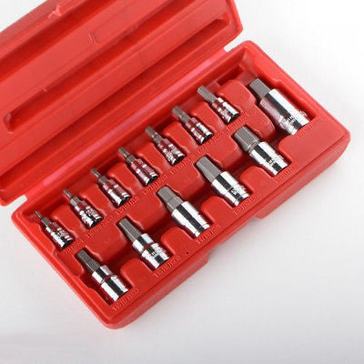 13 Piece Metric Size Hex Allen Kit Wrench Bit Socket Tool Set Kit for Ratchet - tool