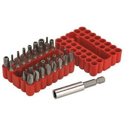 33 Piece Hex Shank Tamper Proof Resistant Security Driver Screwdriver Bit Set Kit - tool