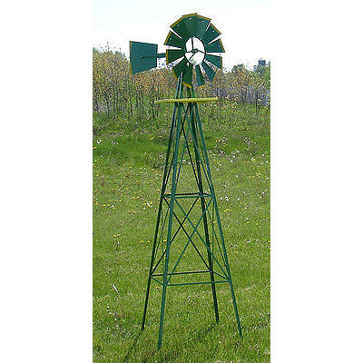 8 Foot Tall Metal Steel Tower Outdoor Garden Farm Wind Mill Decoration - tool