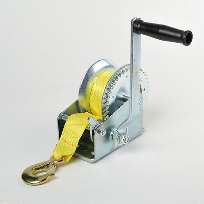 Hand Operated Powered Crank Manual Gear Web Rope Winch for Boat ATV Trailer - tool