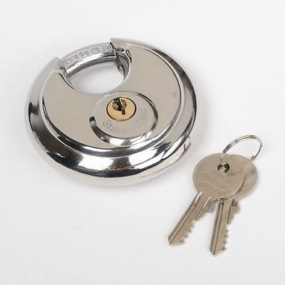 Single Piece Chrome Round Disc Bolt Cutter Proof Pad Lock Padlock Security - tool