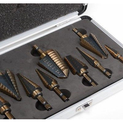 9 Piece Variable Multi Step Down Drill Bit Unibit Tool Uni Stepped Size Metal Bit - tool