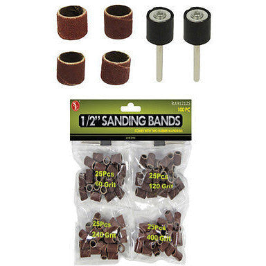 102 Piece Sanding Drums 1/2" Round Mixed Grits for Dremel & Rotary Tools - tool