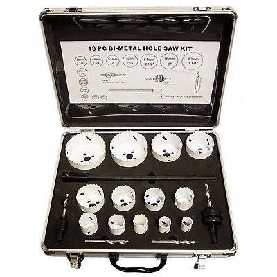 18 Piece Master Bimetal Large Hole Saw Drill Bit Kit for Wood Steel Bi-Metal Cutting - tool
