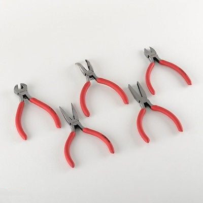 5 Piece Mini Hobby Plier Tool Set Kit Needle Nose End Nippers Dikes Flat Bent Nose - tool