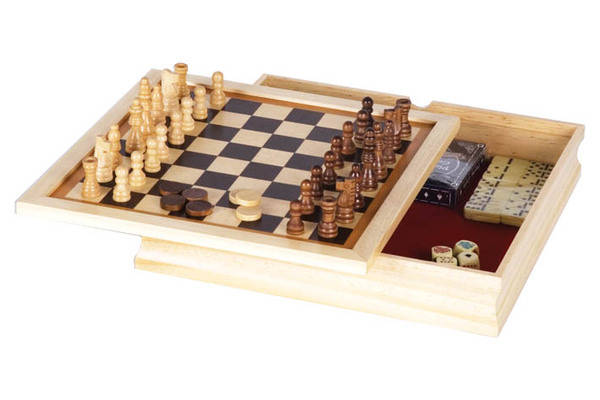 Wood Backgammon Chess Combination Game Set - tool