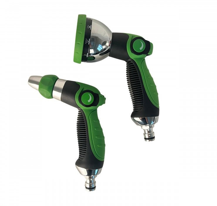 2 PC Metal Water Hose Nozzle Quick Connect Workshop Thumb Trigger