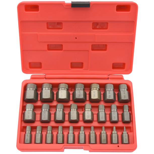 25PC Multi-Spline Screw Extractor Hex Head Remover Broken Studs Screws Pipes