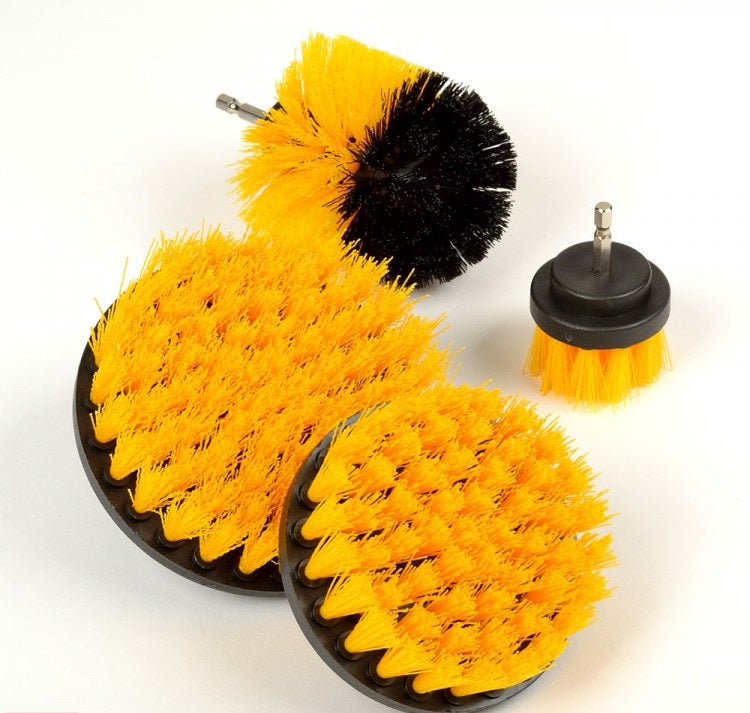 4 pc Nylon Drill Scrub Brush Attachment Set for Car Carpet Detailing