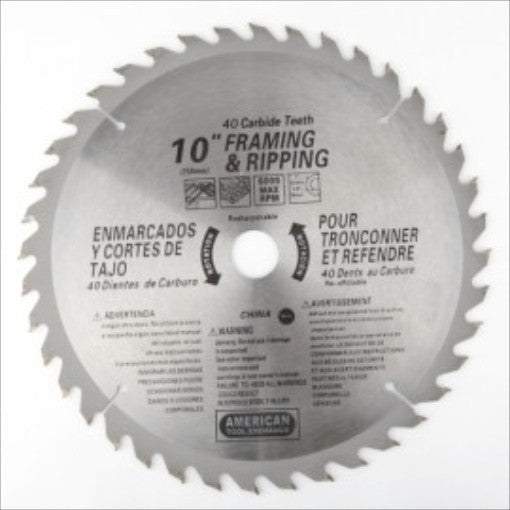 10" 40 Tooth 40T Carbide Tip Wood Tipped Circular Round Power Saw Blade - tool