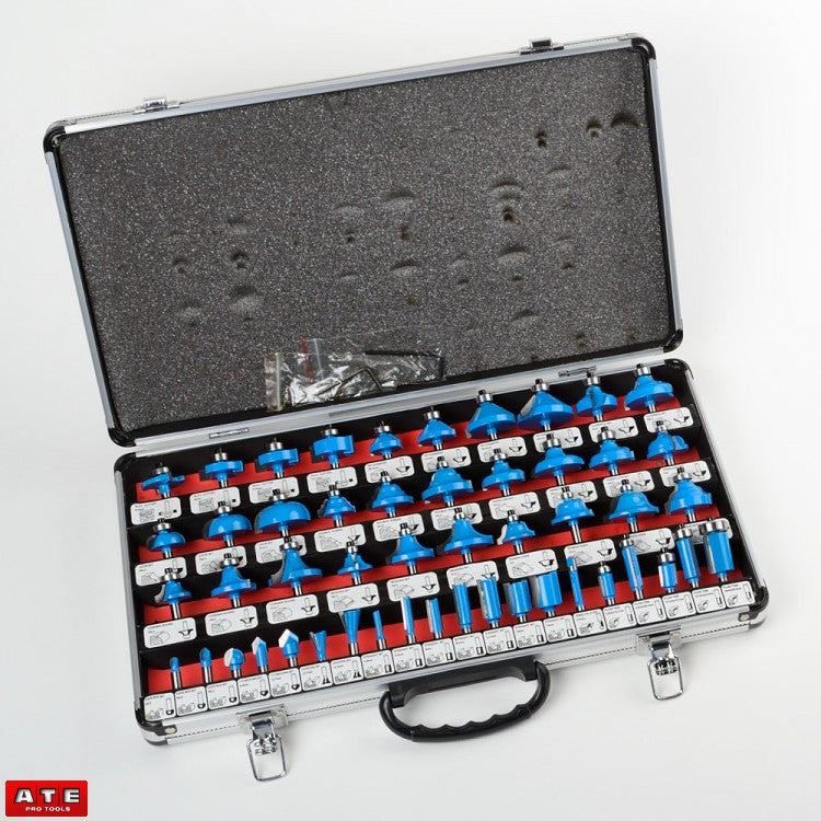 50 PC Assorted Carbide Tipped Router Bits in Case - tool