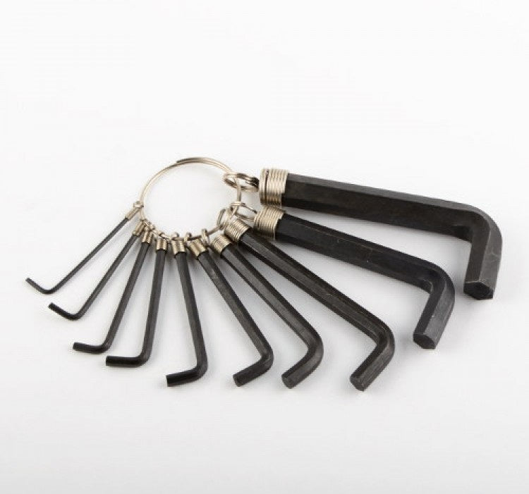 10 Pc Metric Allen Key Hex Bit Wrench Set Keychain Tool Driver Kit