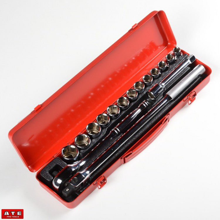 17PC 1/2" Drive Metric Socket Tool Set - tool