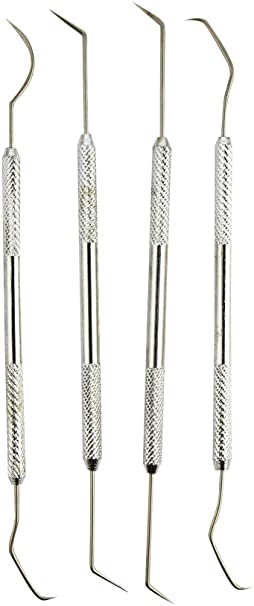 4 Piece Pick Set - Double End, Metal Tubular Grips