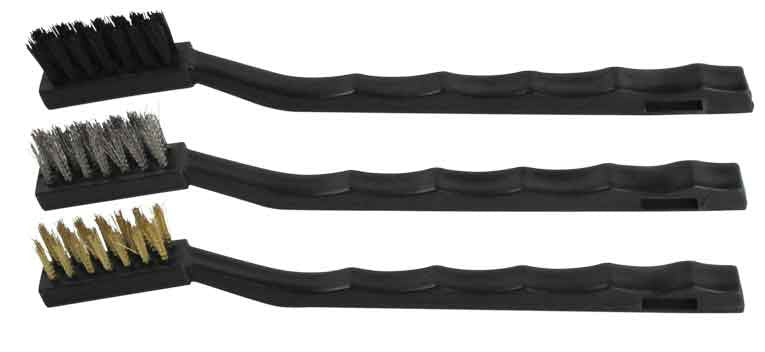 3 PC 7" Mini Wire Brush Set: Brass, Nylon, Stainless Steel - tool