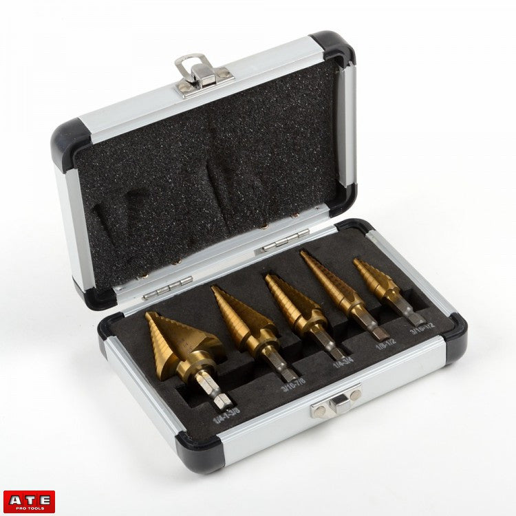 5Pc Step Drill Bit Set with Hex Snap In Shank - tool