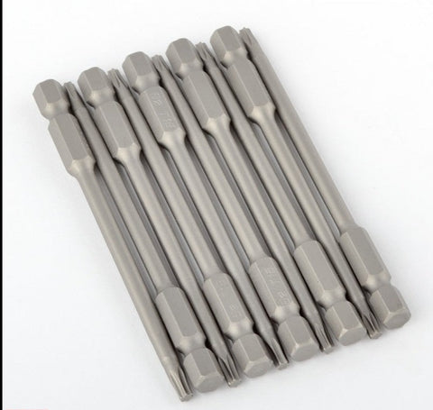 10 Pack Torx T-15 Long Drill Bit 1/4" Hex Slot Driver