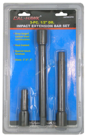3 Piece Long Extension Bar Set for 1/2" Drive Ratchet Wrench Socket Tool